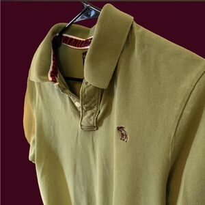 Abercrombie & Fitch Olive Green Polo with Burgundy Accents